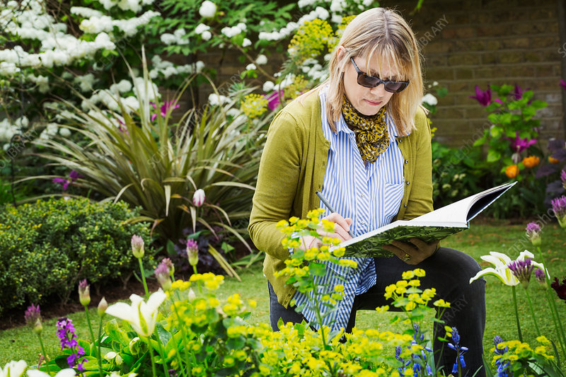 Woman reading in garden